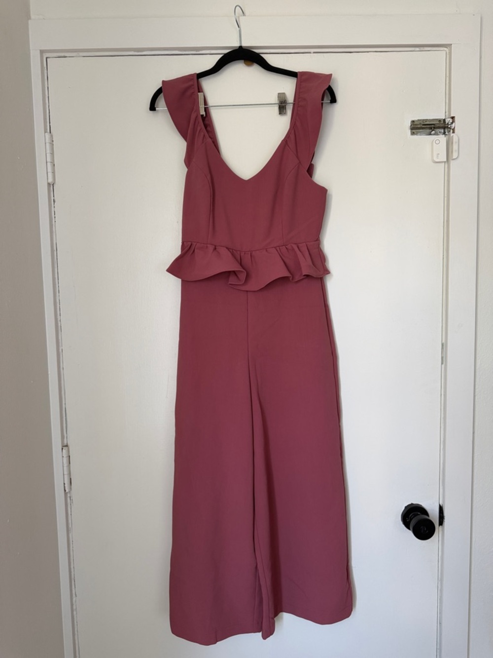 Gianni Bini Mauve Ruffle-Waist Wide-Leg Jumpsuit